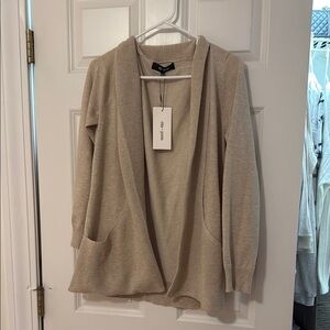 Tan Open Front Knit Cardigan Sweater